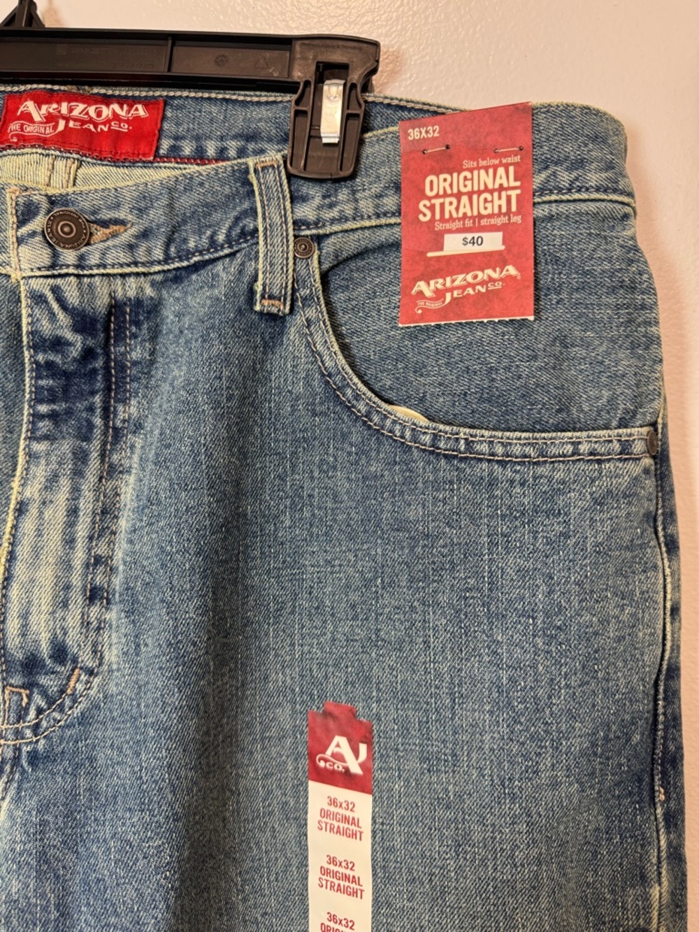 ARIZONA The Original Jeans Co. Men’s Original Straight Leg Light Stone 36x32 NWT - Picture 2 of 12